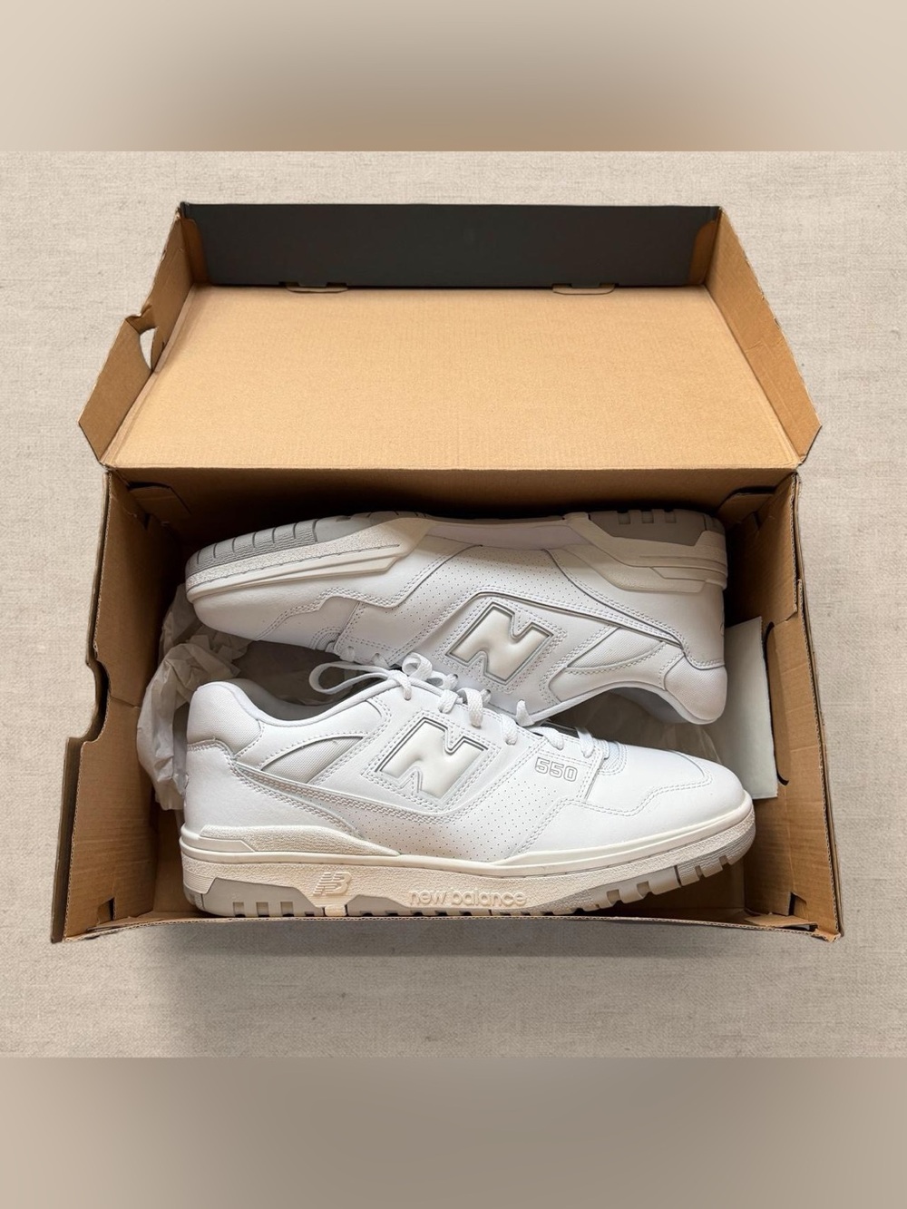New Balance 550 White Grey Sneakers BB550PB1 Men's Size 14 Brand New In Box